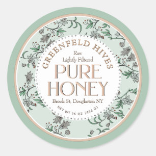 Floral Print bijen Bleek groene en Blush Raw Honey Ronde Sticker