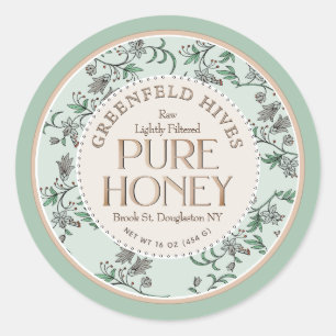 Floral Print bijen Bleek groene en Blush Raw Honey Ronde Sticker