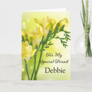 Floral Print Custom Name Birthday Card Friend Card Kaart