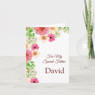 Floral Print Custom Name Birthday Kaart-Father Kaart