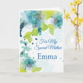 Floral Print Custom Name Moederdag Kaart (Gele Bloem)