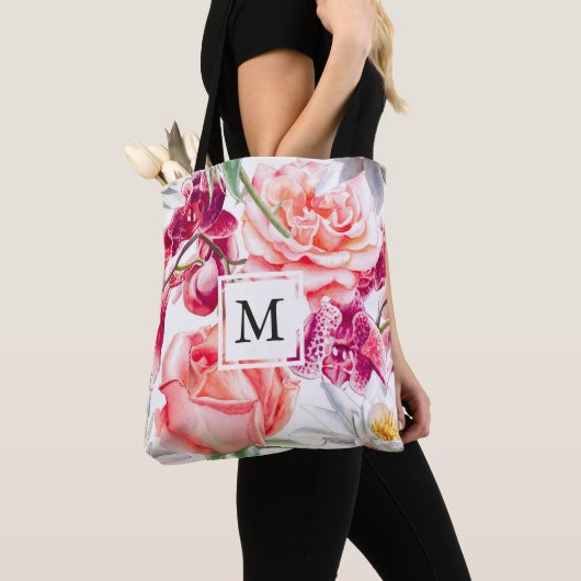 Floral Print met Monogram Draagtas (Dichtbij)