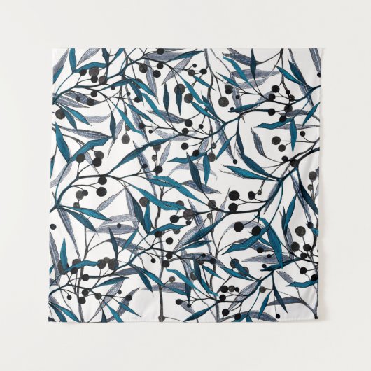 Floral print. Ornament Natural curves. Pattern Wandkleed (Voorkant)