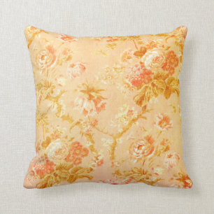  Floral Print Pillow-Grunge Yellow en Roze Kussen
