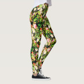 Floral Print Roos roze & White Flowers op zwart Leggings (Rechts)