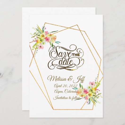 Floral printemps Enregistrer la date Invitation (Devant / Derrière)