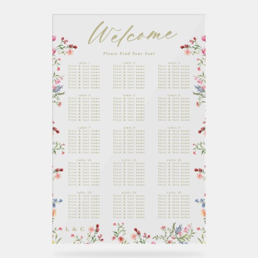 Floral Printemps Mariage Bienvenue Siège (Recto)