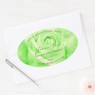 Floral Product Labels Licht Groen Roos Palmbladere