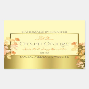 Floral Product Packaging Labels crème Oranje Gold