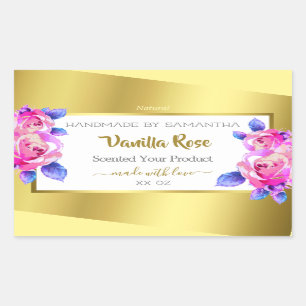 Floral Product Packaging Labels Gold White Roze