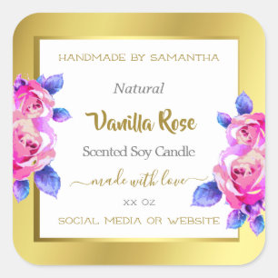 Floral Product Packaging Labels Gold White Roze