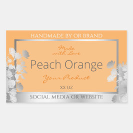 Floral Productlabel Perzik Licht Sinaasappel en Zi Rechthoekige Sticker