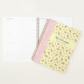 Floral Professeur Planner Jaune rose Vintage Fleur (Devant avec enveloppe)