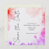 Floral Professional Minimalist Modern Plain Save The Date (Voorkant / Achterkant)