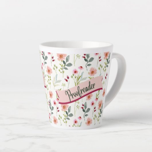 Floral Proofreader Latte Mok (Rechterhoek)