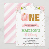 Floral pumpkin 1e verjaardag kaart (Voorkant / Achterkant)