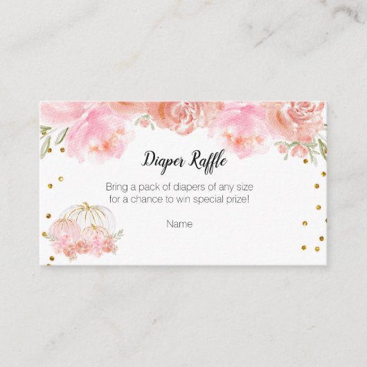 Floral Pumpkin-Baby shower - Draagbare Raffle-kaar Informatiekaartje (Voorkant)