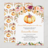 Floral Pumpkin Baby shower Kaart (Voorkant / Achterkant)