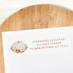 Floral Pumpkin Baby shower Return Address Etiket