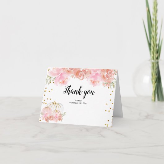 Floral Pumpkin Bedankt kaart (Voorkant)