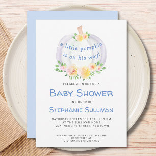 Floral Pumpkin Boys Baby shower Uitnodiging