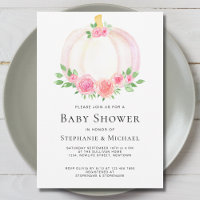 Floral Pumpkin Couples Baby shower Uitnodiging