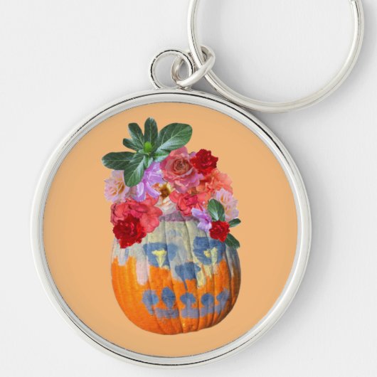 Floral Pumpkin Cutout Design Sleutelhanger (Voorkant)