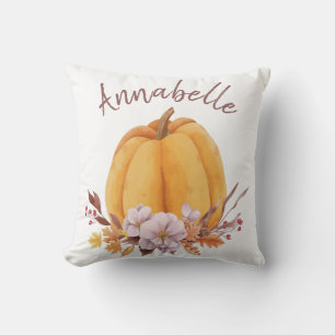 Floral Pumpkin Herfst Autumn Name Girls Room Kussen