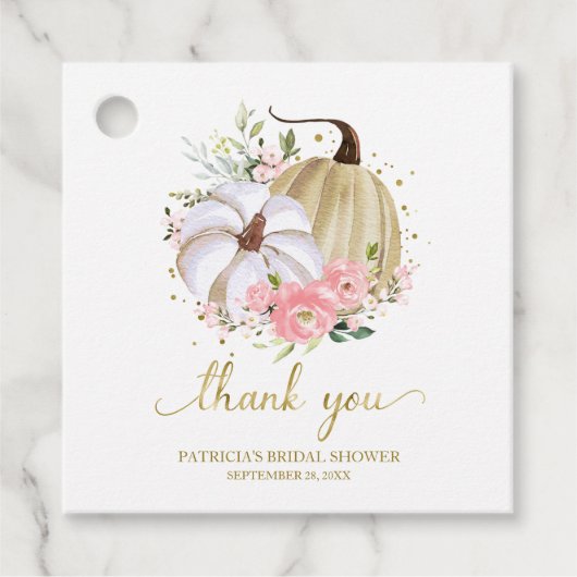 Floral Pumpkin Herfst Vrijgezellenfeest Favor Bedankjes Labels (Voorkant)