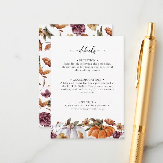 Floral Pumpkin Informatiekaartje (Voorkant / Achterkant in situ)