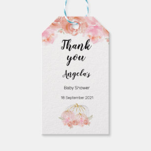 Floral Pumpkin Modern Dank u Label. Cadeaulabel