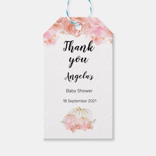 Floral Pumpkin Modern Dank u Label. Cadeaulabel (Voorkant)