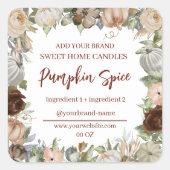 Floral Pumpkin productetiket Vierkante Sticker (Voorkant)
