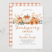 Floral pumpkin Thanksgiving Dinner party Kaart (Voorkant / Achterkant)