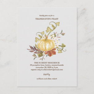 Floral Pumpkin Thanksgiving Innodiging Briefkaart