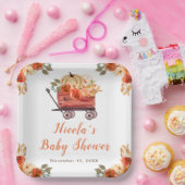 Floral Pumpkin Truck Baby shower Papieren Bordje (Feest)