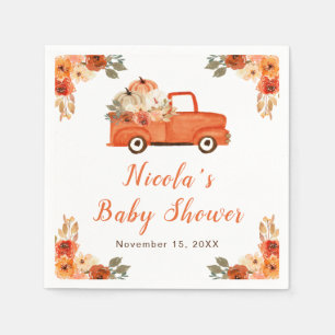 Floral Pumpkin Truck Baby shower Servet