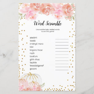 Floral Pumpkin Waterverf Word Scramble Game