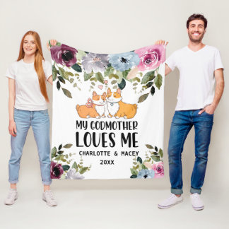 Floral Puppy My Godmoeder houdt van mij gepersonal Fleece Deken