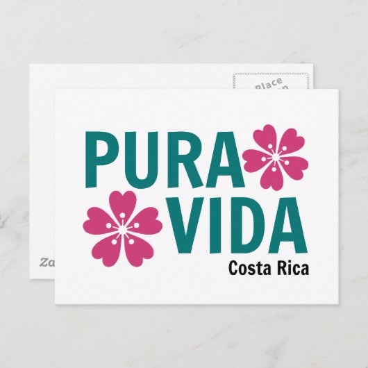 Floral Pura Vida Pink en Green Design Briefkaart (Voorkant / Achterkant)