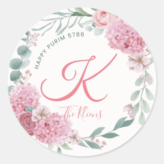 Floral Purim Label (Voorkant)