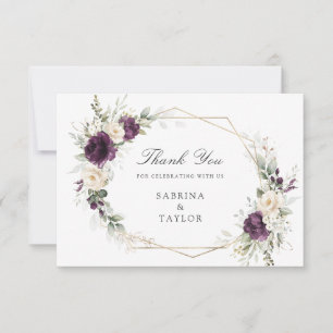 Floral Purple Carte de remerciements Mariage