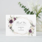 Floral Purple Carte de remerciements Mariage (Debout devant)