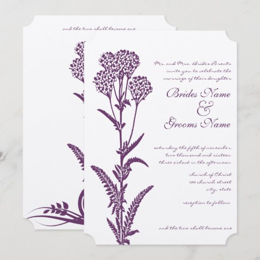 Floral Purple Faire-part de mariage religieuse (Devant / Derrière)