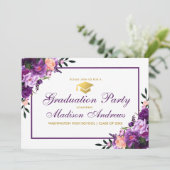 Floral Purple Gold Invitation (Debout devant)