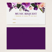 Floral Purple Gold Mariage Music Carte de demande  (Devant & derrière)