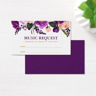 Floral Purple Gold Mariage Music Carte de demande