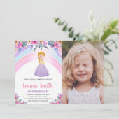 Floral Purple Princess Anniversaire Invitations ph (Debout devant)