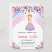Floral Purple Princess Invitations d'anniversaire (Devant)