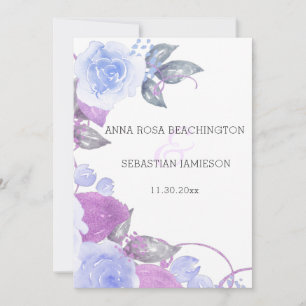 *~* Floral QR Blue Rozen AR15 - RSVP Gold Wedding Kaart